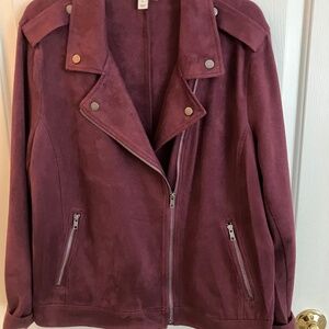 jacket, Misses XL faux leather, maroon, Style & Co